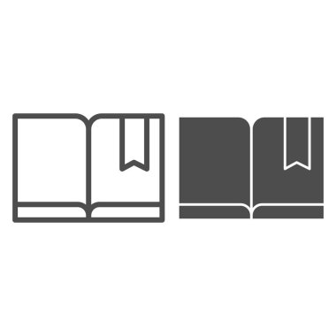 Kitap satırı ve sembol içeren yer imi. Beyaz üzerine izole edilmiş vektör illüstrasyonunu oku. Bilgi ana hatları tasarımı, web ve uygulama için tasarlandı. Eps 10.