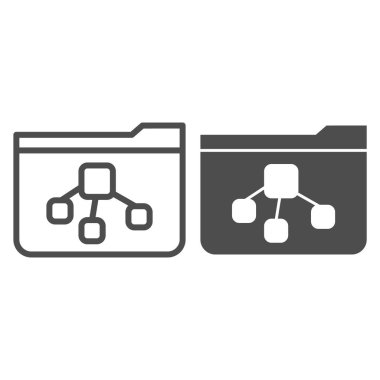 Dosya ağacı dizini ve simge simgesi. Beyaz üzerine izole edilmiş belge vektör illüstrasyonlu dizin. Bilgisayar dizini tasarımı, web ve uygulama için tasarlandı. Eps 10.