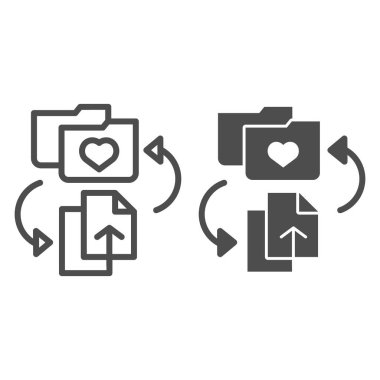 En sevdiği klasör satırı ve simge simgesi. Beyaz üzerinde izole edilmiş dizin vektör illüstrasyonuna dosya ekle. Web ve uygulama için tasarlanmış, kalp hatları tarzı tasarımı olan dizin. Eps 10.