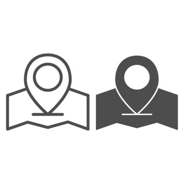 Konum çizgisi ve sembol simgesi olan bir harita. GPS vektör illüstrasyonu beyazda izole edildi. Harita işaretleyici tasarımı, web ve uygulama için tasarlandı. Eps 10.