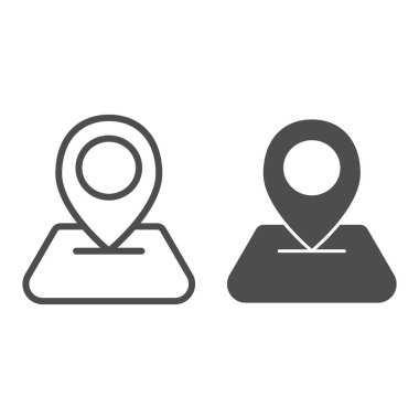 Harita çizgisi ve sembol. Yönlendirme vektör illüstrasyonu beyaza izole edildi. Harita işaretleyici tasarımı, web ve uygulama için tasarlandı. Eps 10.