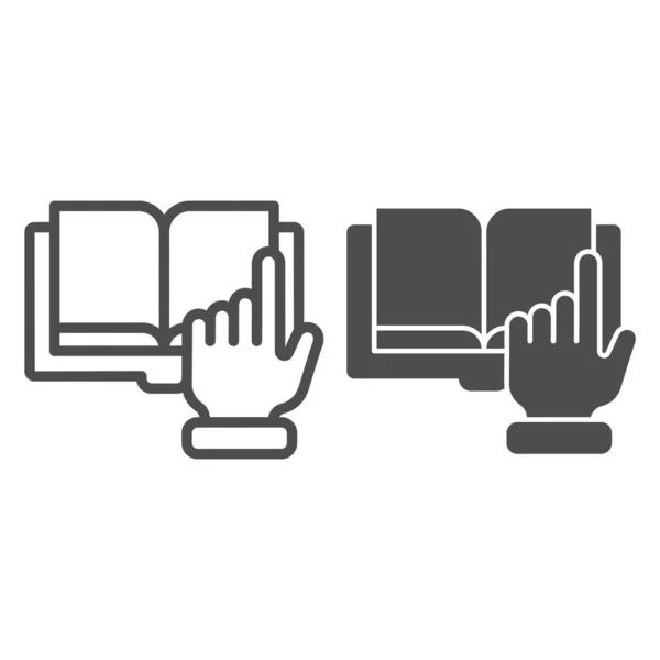 Рука вказівника і лінія книг і значок гліфів. Цифрова книга Векторні ілюстрації ізольовані на білому. Розробка стилю електронних книг, призначеного для веб та додатків. Епс 10 . — стоковий вектор