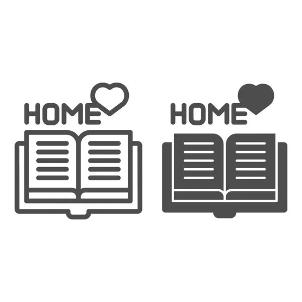 Lesezeile und Glyphen-Symbol für zu Hause. Home Book Vektor Illustration isoliert auf weiß. Lieblingsbuch skizziert Stil-Design, für Web und App konzipiert. Eps 10. — Stockvektor