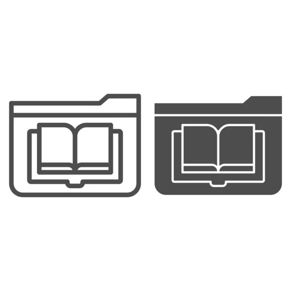 Linha de diário de pasta e ícone de glifo. Pasta com ilustração vetorial livro isolado em branco. Desenho de estilo de contorno de pasta de computador, projetado para web e aplicativo. Eps 10 . — Vetor de Stock