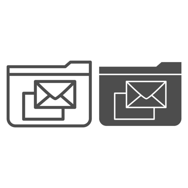 Dossier pour ligne de courrier et icône de glyphe. Dossier avec illustration vectorielle d'enveloppe isolé sur blanc. Conception de style de contour de dossier d'ordinateur, conçu pour le Web et l'application. Eps 10 . — Image vectorielle