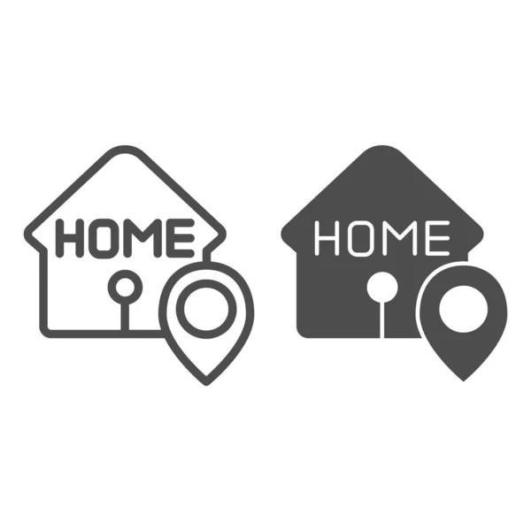 Thuis locatie lijn en glyph pictogram. Huis met kaart pin vector illustratie geïsoleerd op wit. Navigatie ontwerp, ontworpen voor web en app. Eps 10. — Stockvector