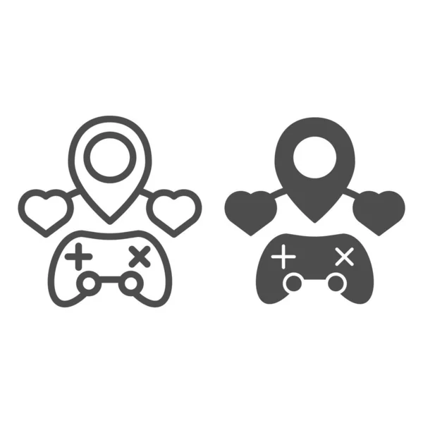 Video games location line and glyph icon. Game map vector illustration isolated on white. Joystick and navigation outline style design, designed for web and app. Eps 10. — Stock Vector