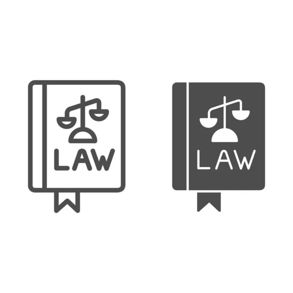Law book line and glyph icon. Constitutional law vector illustration isolated on white. Judgment outline style design, designed for web and app. Eps 10. — Stock Vector
