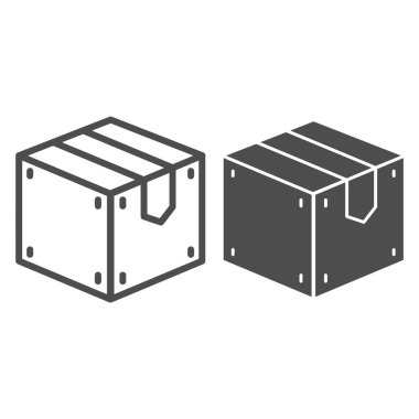 Tahta kutu hattı ve sembol. Kargo vektör çizimi beyaza izole edildi. Depolama tasarımı, web ve uygulama için tasarlandı. Eps 10.