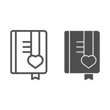 Kız günlük çizgisi ve sembol. Kitap vektör illüstrasyonu beyaza izole edildi. Not defteri tasarımı, web ve uygulama için tasarlanmış. Eps 10.