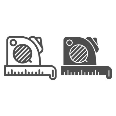 Rulet metre çizgisi ve sembol. Beyaz renkte izole edilmiş vektör çizimi. Web ve uygulama için tasarlanmış santimetre bant tasarımı. Eps 10.