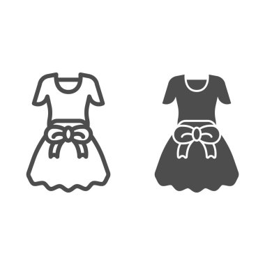 Pruva çizgisi ve sembol şeklinde giyin. Kızlar giysi vektör illüstrasyonunu beyaza izole etti. Kadın giyim tasarımı web ve uygulama için tasarlanmış. Eps 10.