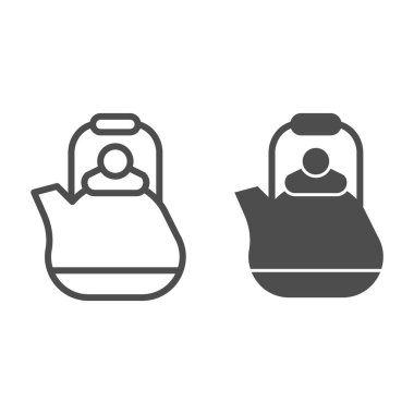 Çaydanlık hattı ve sembol. Çaydanlık vektör çizimi beyaza izole edildi. Ot tasarımı, web ve uygulama için tasarlandı. Eps 10.