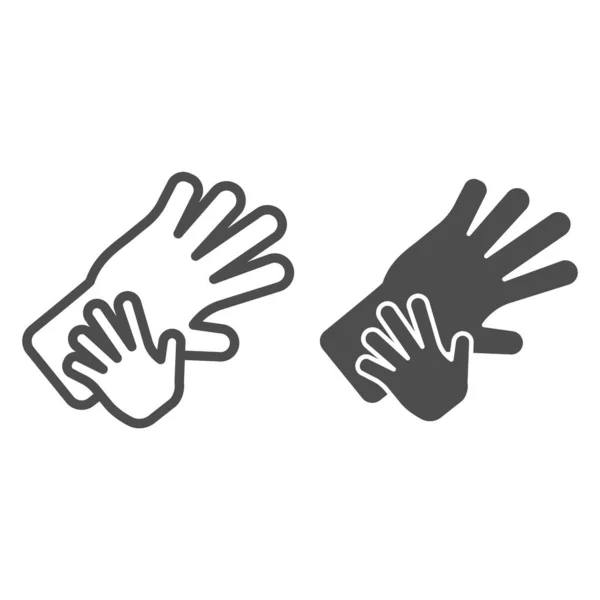 Adult and child hands line and glyph icon. Mother and child hand vector illustration isolated on white. Family outline style design, designed for web and app. Eps 10. — Stock Vector