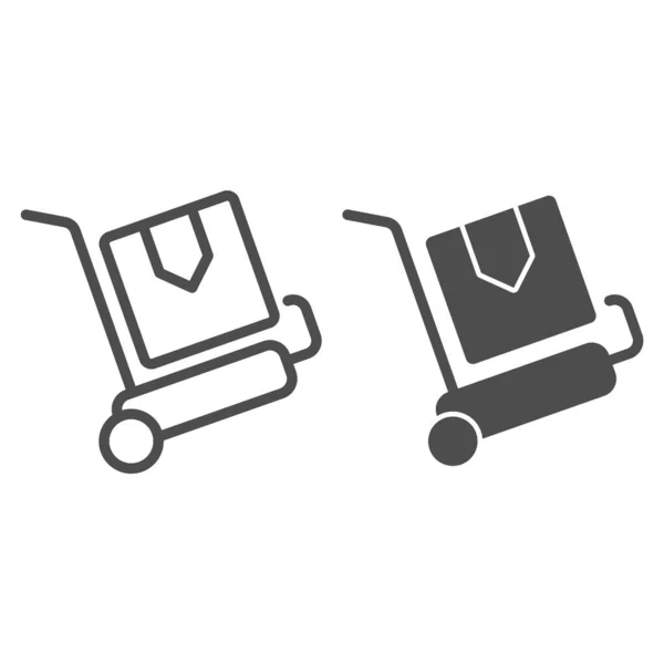 Packages delivery trolley line and glyph icon. Cargo cart vector illustration isolated on white. Freight outline style design, designed for web and app. Eps 10. — Stock Vector