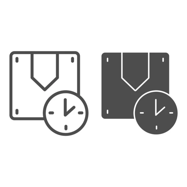 Línea de entrega rápida e icono de glifo. Ilustración vectorial oportuna aislada en blanco. Diseño de estilo de contorno de caja y reloj, diseñado para web y aplicación. Eps 10 . — Vector de stock