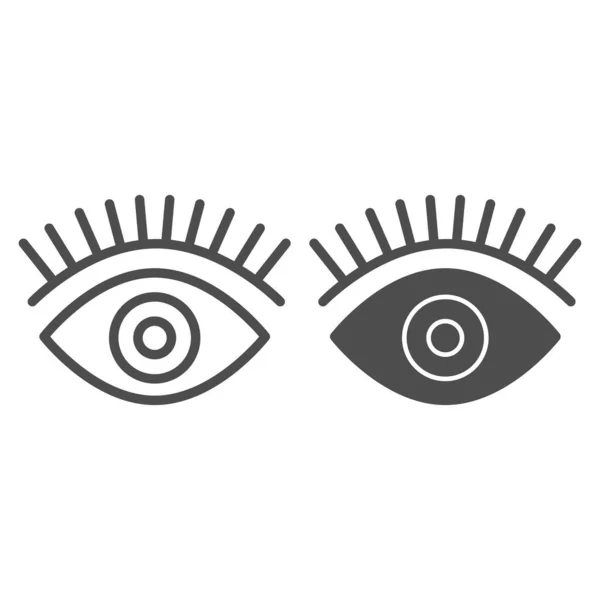 Augenlinie und Glyphen-Symbol. Schönheit Vektor Illustration isoliert auf weiß. Wimpern umreißen Stil-Design, entworfen für Web und App. Eps 10. — Stockvektor