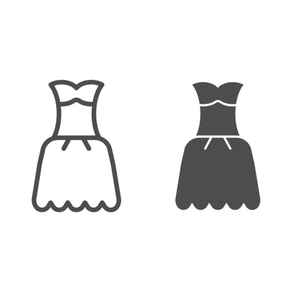 Ligne de robe et icône de glyphe. Illustration vectorielle de robe isolée sur blanc. Conception de style de contour de vêtements de femme, conçu pour le web et l'application. Eps 10 . — Image vectorielle