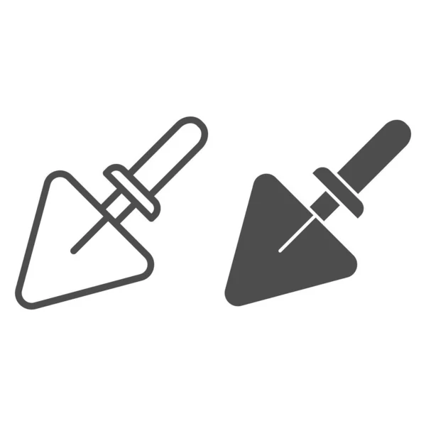 Dreieckige Schaufellinie und Glyphen-Symbol. Zementschaufel Vektor Illustration isoliert auf weiß. Toolskizze Stil-Design, entworfen für Web und App. Eps 10. — Stockvektor