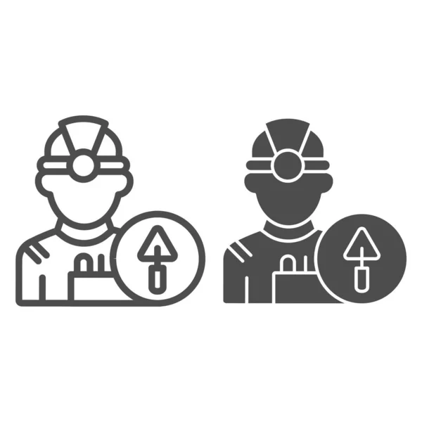 Línea de construcción e icono de glifo. Ilustración vectorial de ingeniero aislado en blanco. Diseño de estilo de esquema de trabajador, diseñado para la web y la aplicación. Eps 10 . — Vector de stock