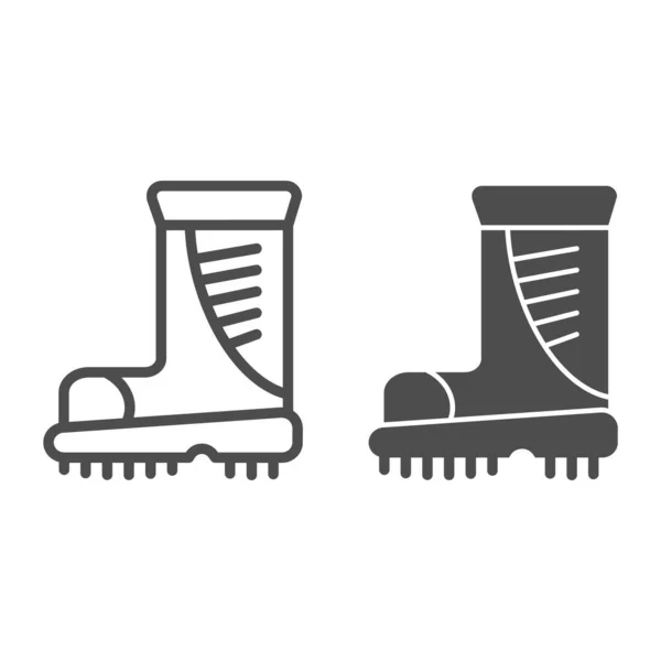 Laarzen lijn en glyph pictogram. Werklaarzen vector illustratie geïsoleerd op wit. Beschermend schoeisel ontwerp, ontworpen voor web en app. Eps 10. — Stockvector