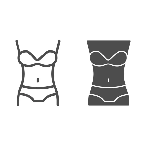 Linha de figura de mulher e ícone de glifo. Ilustração do vetor do corpo isolado no branco. Design de estilo de esboço magro, projetado para web e aplicativo. Eps 10 . — Vetor de Stock