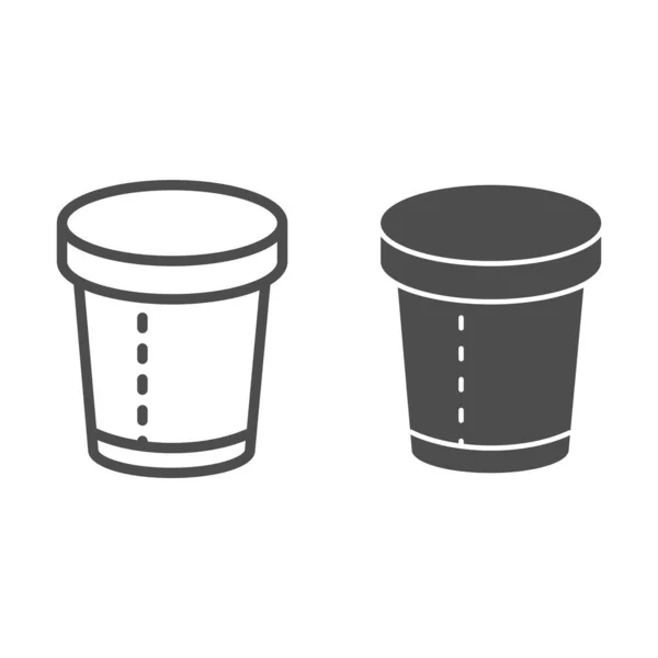 Disposable cup line and glyph icon. Paper cup vector illustration isolated on white. Coffee cup outline style design, designed for web and app. Eps 10. — Stock Vector