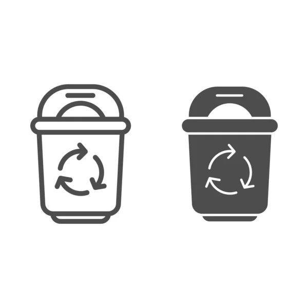 Prullenbak en glyph icoon. Bin met recycle symbool vector illustratie geïsoleerd op wit. Trash outline stijl ontwerp, ontworpen voor web en app. Eps 10. — Stockvector