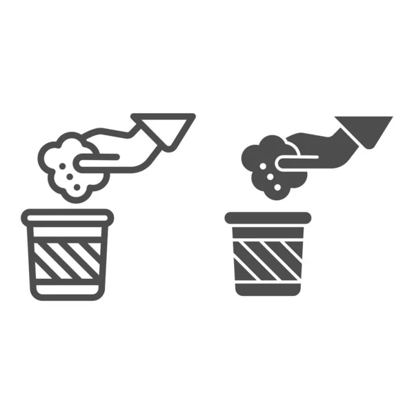 Müll- und Handzeile und Glyphen-Symbol. Illustration von Hand und Trash-Vektor isoliert auf weiß. Werfen Abfall umreißen Stil-Design, für Web und App konzipiert. Eps 10. — Stockvektor