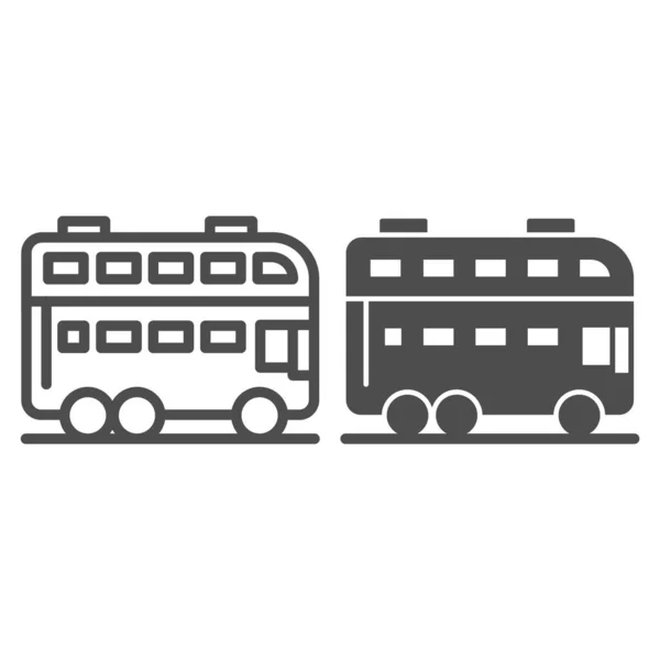 ロンドンバスラインとグリフアイコン。白で分離されたダブルデッキバスベクトルイラスト。Webとアプリ用に設計された旅行アウトラインスタイルのデザイン。Eps 10. — ストックベクタ