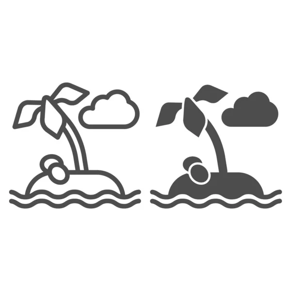 Línea de la isla y el icono del glifo. Ilustración vectorial palmera aislada en blanco. Diseño de estilo de esquema tropical, diseñado para web y app. Eps 10 . — Archivo Imágenes Vectoriales