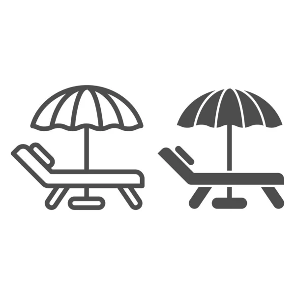 Paraguas de playa y línea de silla e icono de glifo. Ilustración vectorial de vacaciones aislada en blanco. Diseño de estilo de esquema de viaje, diseñado para la web y la aplicación. Eps 10 . — Archivo Imágenes Vectoriales