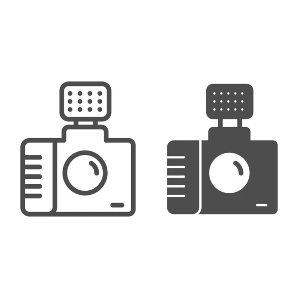 Linea della fotocamera fotografica e icona del glifo. Illustrazione vettoriale fotografica isolata su bianco. Design dello stile del profilo dell'otturatore, progettato per il web e l'app. Eps 10 . — Vettoriale Stock