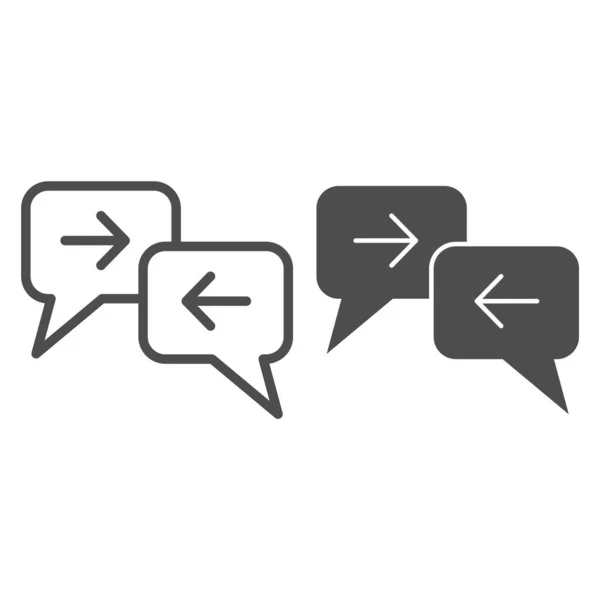 Bericht uitwisseling lijn en glyph icoon. Dialoog vector illustratie geïsoleerd op wit. Ontwerp van communicatiestijl, ontworpen voor web en app. Eps 10. — Stockvector