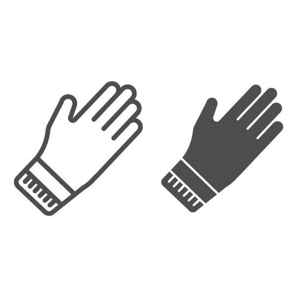 Guanteletes de goma línea e icono de glifo. Guante de jardín ilustración vectorial aislado en blanco. Guantes de limpieza esbozan un diseño de estilo, diseñado para web y app. Eps 10 . — Vector de stock