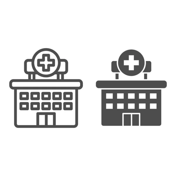 Krankenhauslinie und Glyphen-Symbol. Klinik Vektor Illustration isoliert auf weiß. Bauskizzen-Design, entworfen für Web und App. Eps 10. — Stockvektor