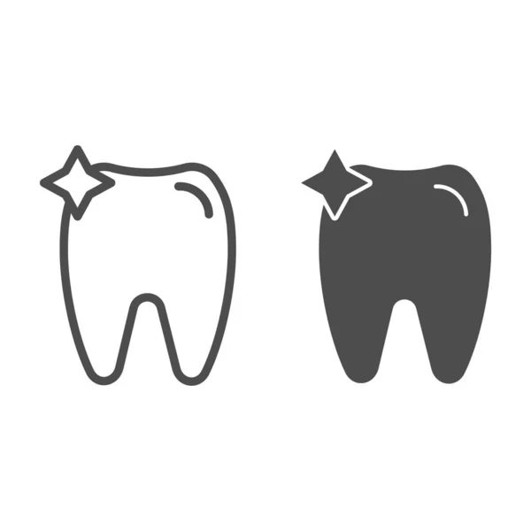 Linha de dentes e ícone de glifo. Ilustração vetorial de dente isolada sobre branco. Odontologia design estilo esboço, projetado para web e app. Eps 10 . — Vetor de Stock