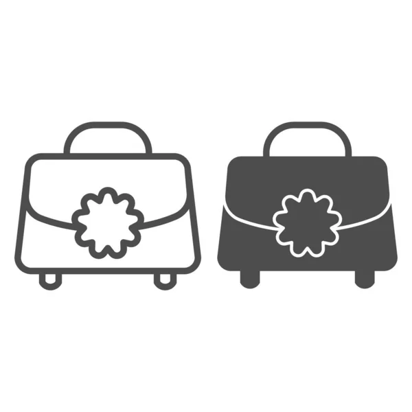 Línea del bolso e icono del glifo. Mujer bolso vector ilustración aislado en blanco. Diseño de estilo de contorno de bolso, diseñado para web y aplicación. Eps 10 . — Archivo Imágenes Vectoriales