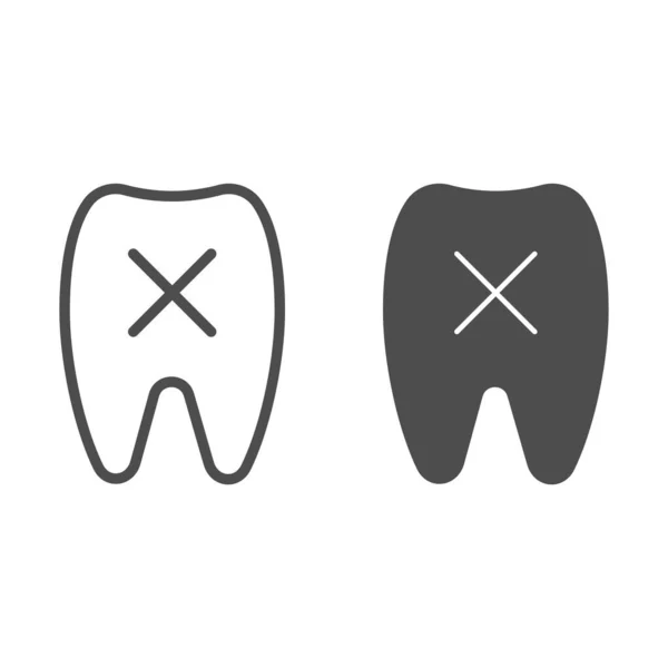 Línea de dientes suelta e icono de glifo. Ilustración de vectores dentales perdidos aislados en blanco. Diseño de estilo de contorno de odontología, diseñado para web y aplicación. Eps 10 . — Archivo Imágenes Vectoriales