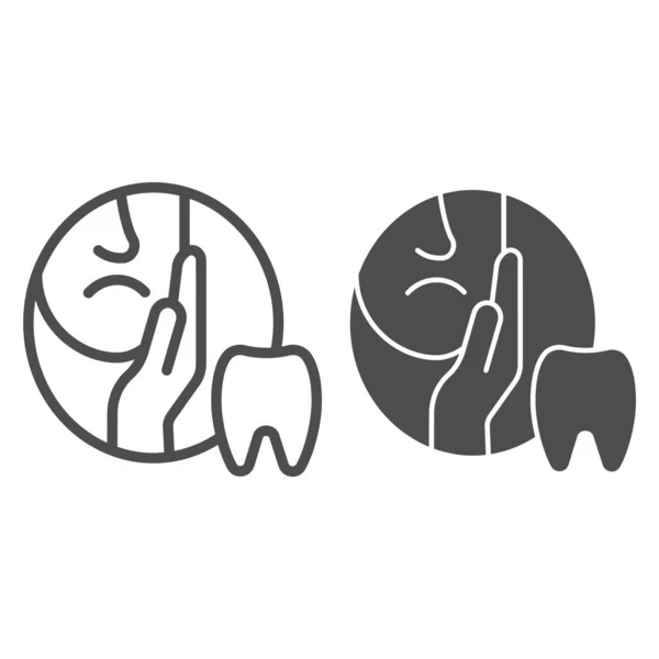 Línea de dolor de muelas e icono de glifo. Ilustración vectorial odontológica aislada en blanco. Diseño de estilo de contorno de dolor dental, diseñado para la web y la aplicación. Eps 10 . — Vector de stock