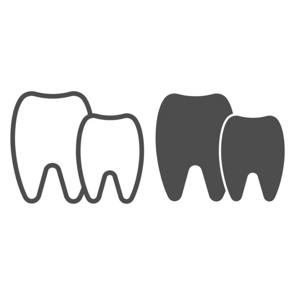 Línea de dientes e icono de glifo. Ilustración vectorial dental aislada en blanco. Diseño de estilo de contorno de cuidado dental, diseñado para web y aplicación. Eps 10 . — Archivo Imágenes Vectoriales