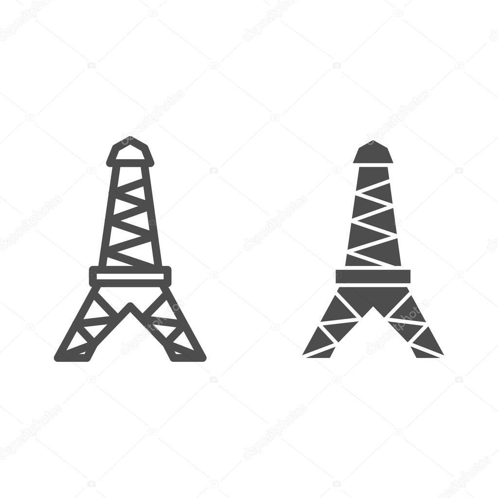 Eiffel tower line and glyph icon. Paris vector illustration isolated on white. French architecture outline style design, designed for web and app. Eps 10.