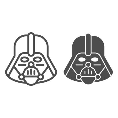 Darth Vader çizgisi ve sembol. Yıldız Savaşları vektör çizimi beyaza izole edildi. Uzay karakteri tasarımı, web ve uygulama için tasarlandı. Eps 10.