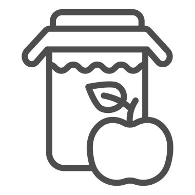 Elma suyu ikonu. Beyaz üzerine izole edilmiş bir kavanoz elma suyu vektör çizimi. Taze içecek tasarımı, web ve uygulama için tasarlanmış. Eps 10.