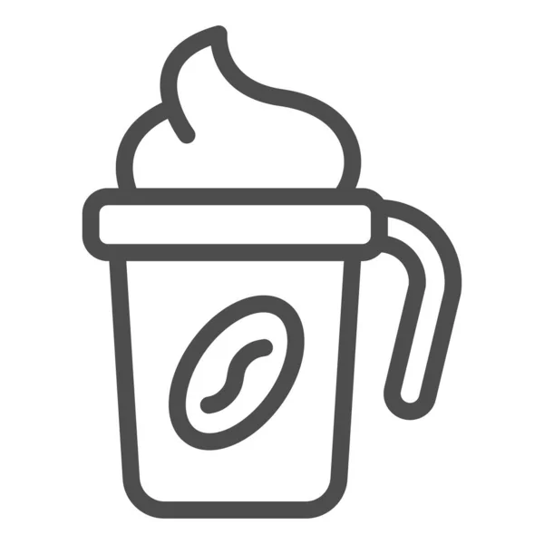 Thermo šálek kávy řádek ikona. Cestovní šálek kávy vektorové ilustrace izolované na bílém. Káva s krémovým obrysovým designem, určená pro web a aplikaci. Eps 10. — Stockový vektor