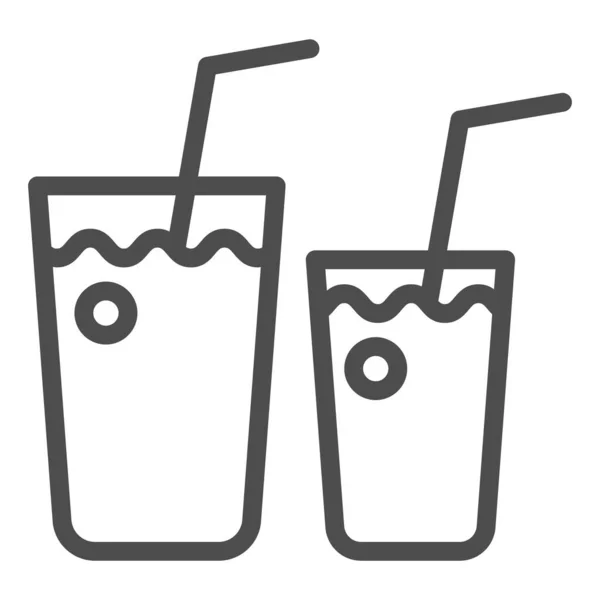 カクテルグラスラインのアイコン。白で分離された2つの飲料ベクトル図。Webとアプリ用に設計されたドリンクアウトラインスタイルのデザイン。Eps 10. — ストックベクタ