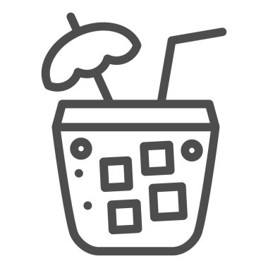 Tekila gündoğumu ikonu. Beyaz üzerine izole edilmiş şemsiye vektör illüstrasyonlu kokteyl. Web ve uygulama için tasarlanmış tasarım tasarımı için. Eps 10.