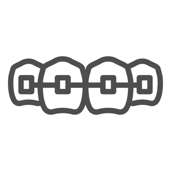 Tandbeugels lijn pictogram. Tandheelkunde vector illustratie geïsoleerd op wit. Tandverzorging ontwerp stijl, ontworpen voor web en app. Eps 10. — Stockvector