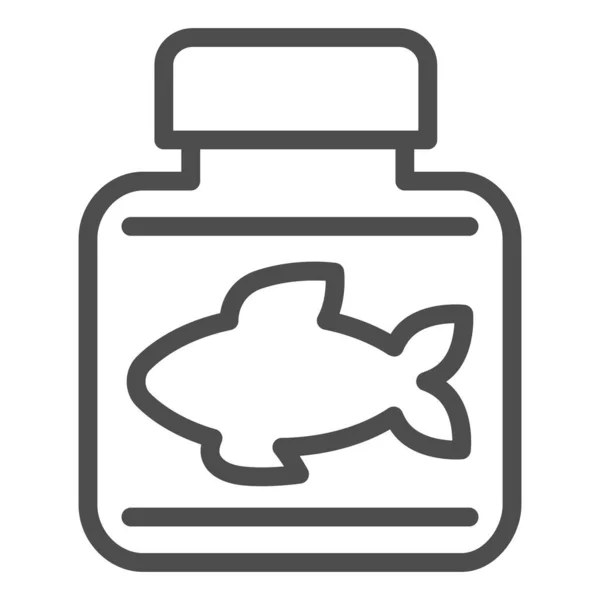 Fiskoljelinje ikonen. Flaska med fiskolja vektor illustration isolerad på vitt. Fisk fett skissera stil design, utformad för webb och app. Eps 10. — Stock vektor