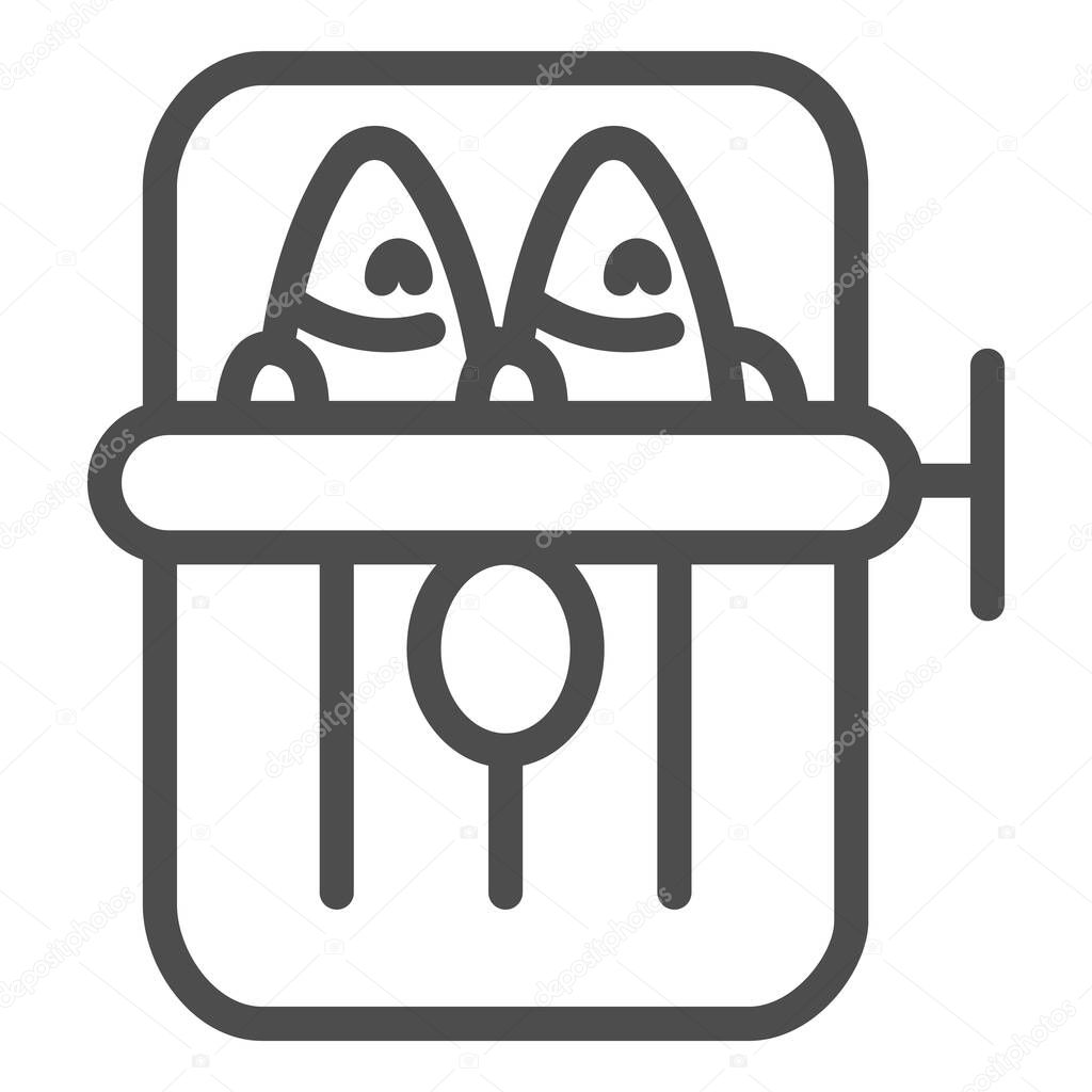 Tuna can line icon. Sardines can vector illustration isolated on white. Seafood outline style design, designed for web and app. Eps 10.